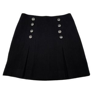 Etcetera Lined Skirt Womens 6 Pleated Decorative Buttons Black‎